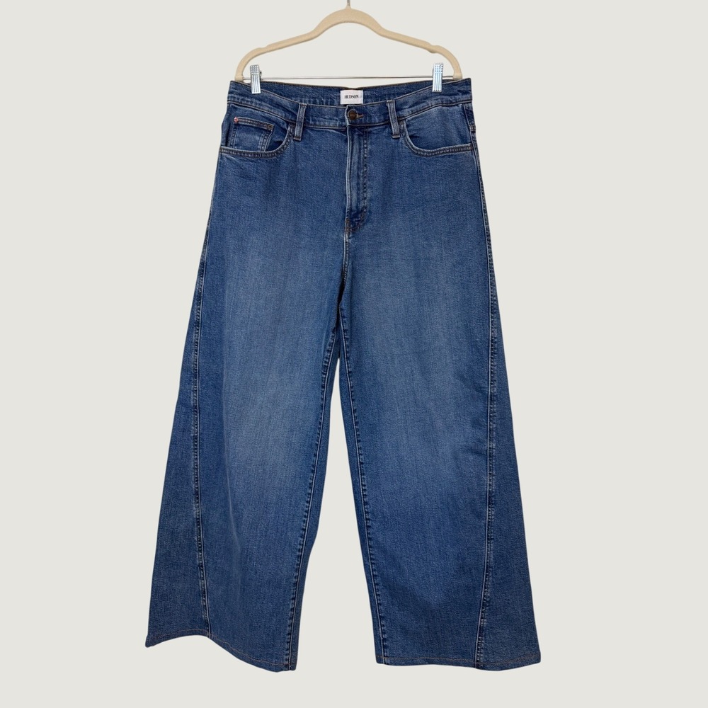 Hudson Jeans Holly High Rise Wide Leg Crop Blue Denim Jeans Womens Size 32
